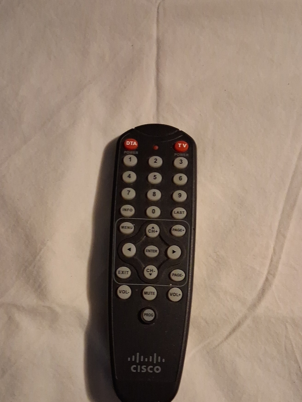 Cisco Black Remote with Red Accent Buttons